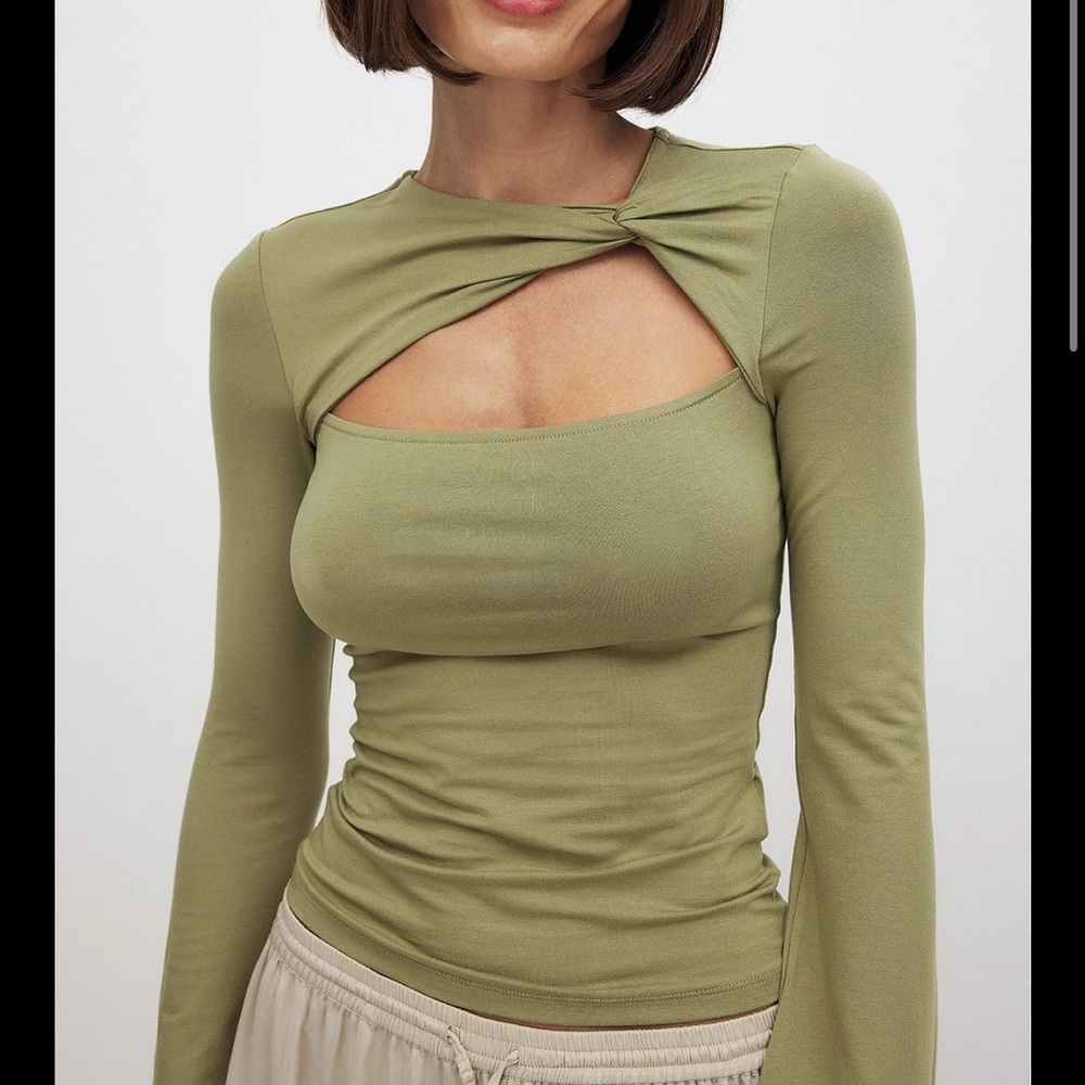 Olive Green Women's Cutout Top
